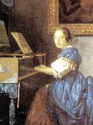 VERMEER VAN DELFT, Jan Lady Seated at a Virginal (detail) aer France oil painting reproduction